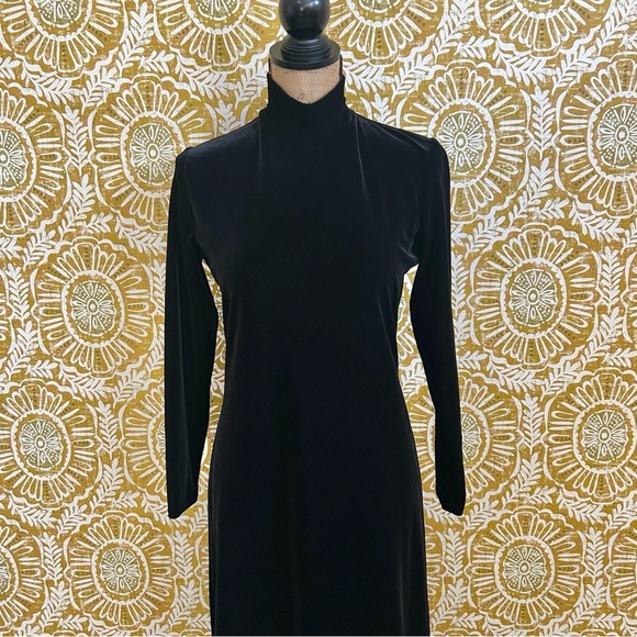 Double D Ranch RARE Black Velvet Long Sleeve Mockneck Maxi Dress Sz XS - Picture 3 of 10